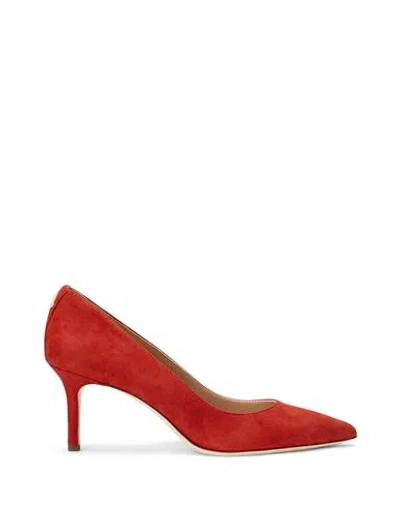 Ralph Lauren Lauren  Suede Pump Woman Pumps Rust Size 9.5 Goat Skin In Martin Red