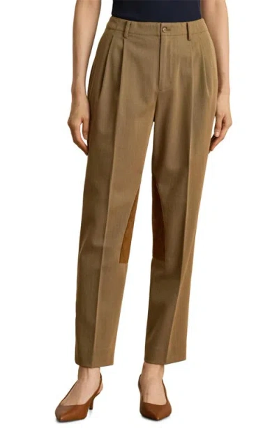 Ralph Lauren Lauren  Suede Trim Jodhpur Pants In Brown