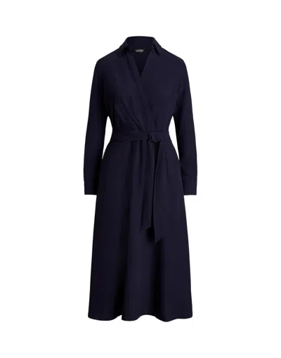 Ralph Lauren Lauren  Surplice Georgette Midi Dress Woman Midi Dress Midnight Blue Size 8 Polyester