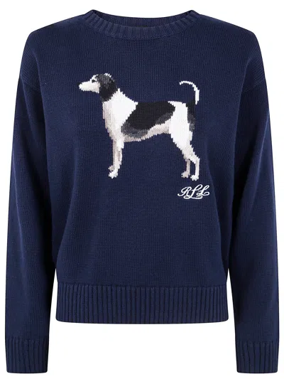 Ralph Lauren 'english Foxhound' Intarised Sweater In Blue