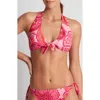 Ralph Lauren Womens Printed Tie Front V Neck Bikini Top Side Tie Hipster Bikini Bottoms In Red
