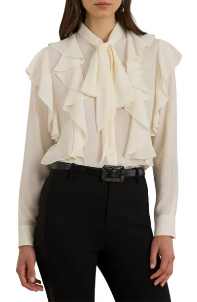 RALPH LAUREN LAUREN RALPH LAUREN TIE NECK RUFFLE TOP