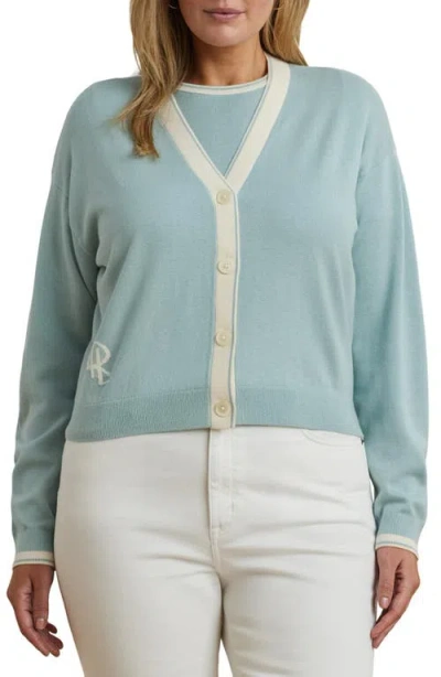 Ralph Lauren Lauren  Tipped Cardigan In Blue