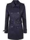 Ralph Lauren Double Breast Belt Tr 30" Lined Coat In Blue