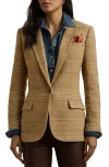 Ralph Lauren Herringbone Linen-blend Tweed Blazer In Brown