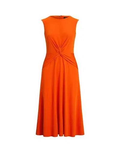 Ralph Lauren Lauren  Twist-front Jersey Dress Woman Midi Dress Tomato Red Size 10 Polyester, Elastane In Multi
