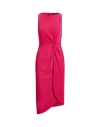 Ralph Lauren Lauren  Twist-front Stretch Jersey Dress Woman Midi Dress Fuchsia Size 4 Polyester, Elas In Pink