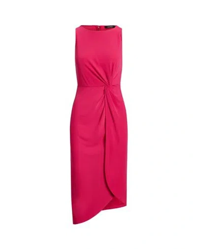 Ralph Lauren Lauren  Twist-front Stretch Jersey Dress Woman Midi Dress Fuchsia Size 4 Polyester, Elas In Pink