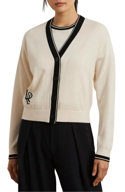 RALPH LAUREN LAUREN RALPH LAUREN TWO-TONE COTTON BLEND CARDIGAN