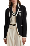 Ralph Lauren Two-tone Stretch Cotton Piqué Blazer In Black