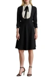 Ralph Lauren Women's Tie Neck Long Sleeve Dress In Black