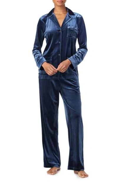 Ralph Lauren Lauren  Velour Pajamas In Blue