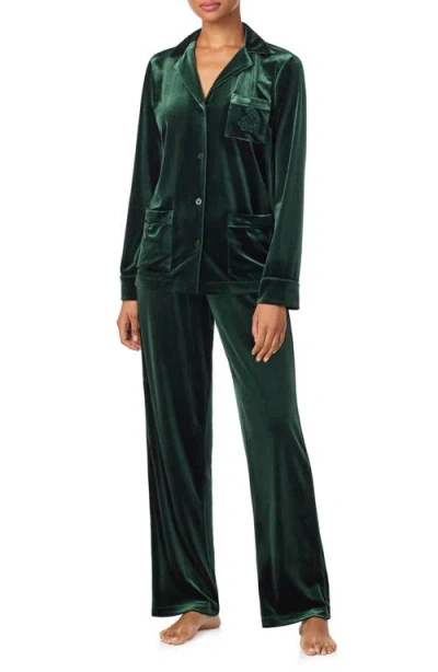 Ralph Lauren Lauren  Velour Pajamas In Green