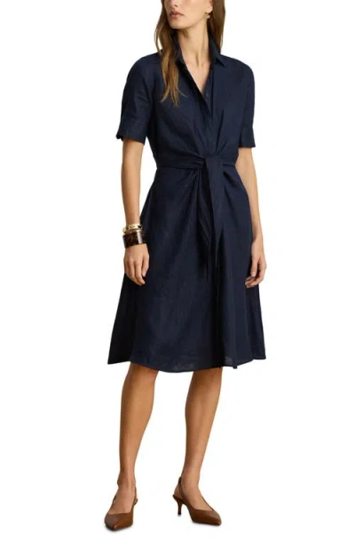 Ralph Lauren Lauren  Wakana Linen Shirtdress In Black