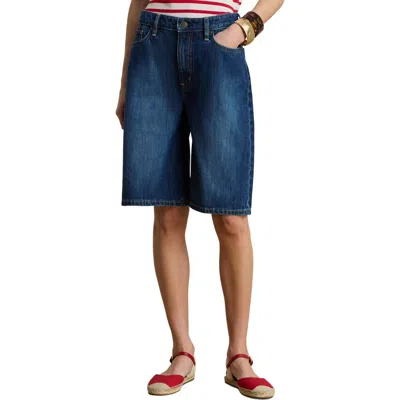 Ralph Lauren Denim Wide-leg Bermuda Short In Maxen Wash In Multi