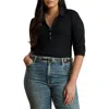 Ralph Lauren Lauren  Wide Rib Polo Shirt In Black