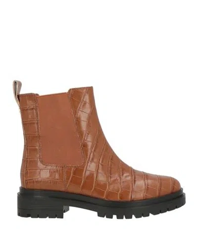 Ralph Lauren Lauren  Woman Ankle Boots Tan Size 7 Leather In Brown