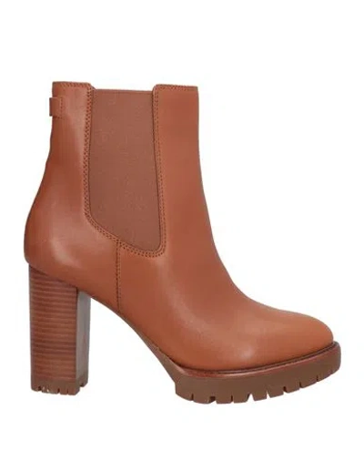 Ralph Lauren Lauren  Woman Ankle Boots Tan Size 9.5 Leather In Brown