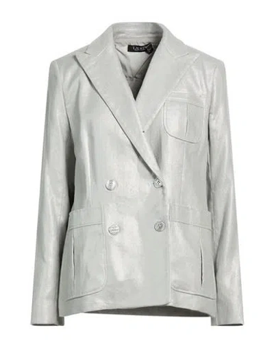 Ralph Lauren Lauren  Woman Blazer Light Grey Size 14 Linen, Cotton In Gray