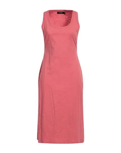 Ralph Lauren Lauren  Woman Midi Dress Coral Size 2 Cotton In Red