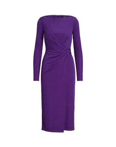 Ralph Lauren Lauren  Woman Midi Dress Purple Size 4 Polyester, Elastane