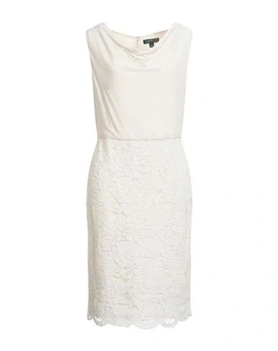 Ralph Lauren Lauren  Woman Mini Dress Cream Size 14 Polyester, Elastane, Cotton, Nylon, Viscose In White