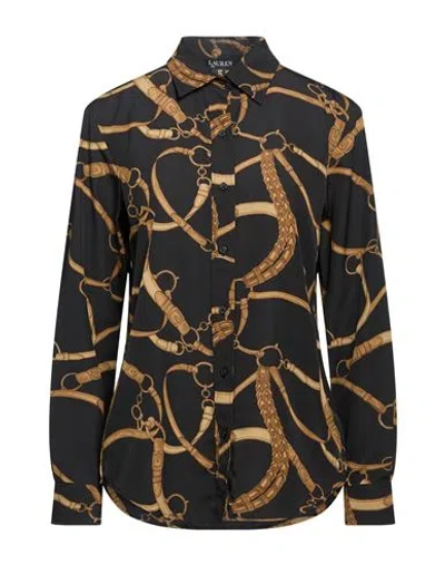 Ralph Lauren Classic Fit Belting-print Crepe Shirt Women's Clothing Black/tan: Xl