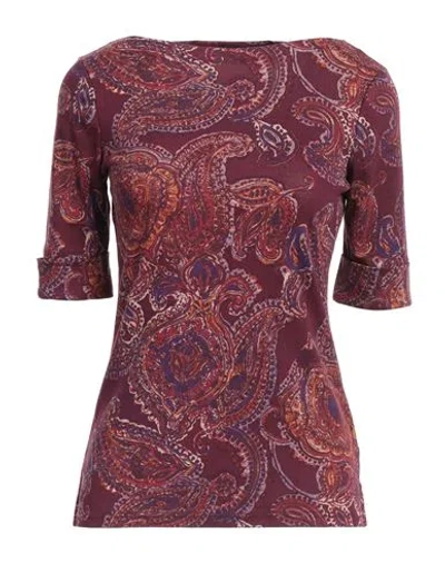 Ralph Lauren Lauren  Woman T-shirt Garnet Size M Cotton, Elastane