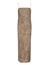 Ralph Lauren Leaf-pattern Beaded Dress In Brown
