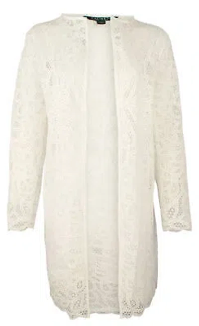 Pre-owned Ralph Lauren Lauren  Women's Lace Open Front Jacket In White