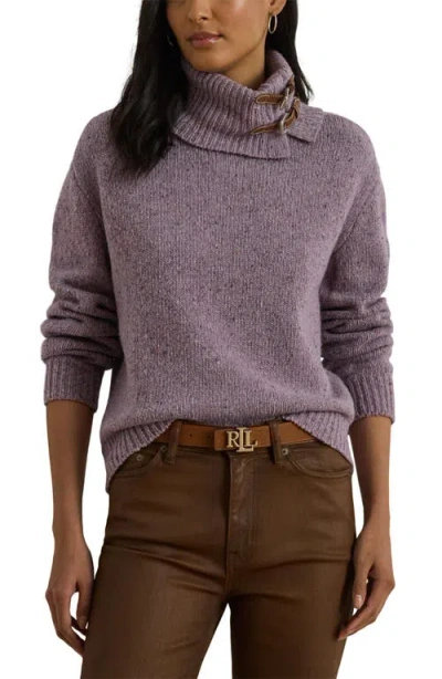 RALPH LAUREN LAUREN RALPH LAUREN WOOL BLEND BUCKLE TRIM TURTLNECK SWEATER