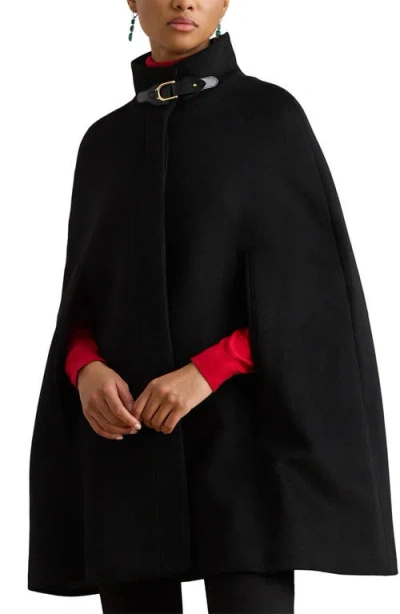 Ralph Lauren Lauren  Wool Blend Cape In Black
