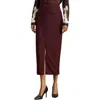 Ralph Lauren Lauren  Wool Blend Pencil Skirt In Burgundy