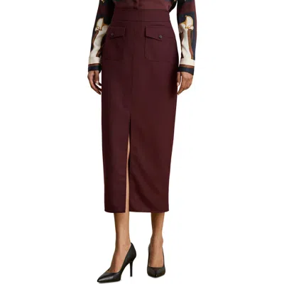 Ralph Lauren Lauren  Wool Blend Pencil Skirt In Burgundy