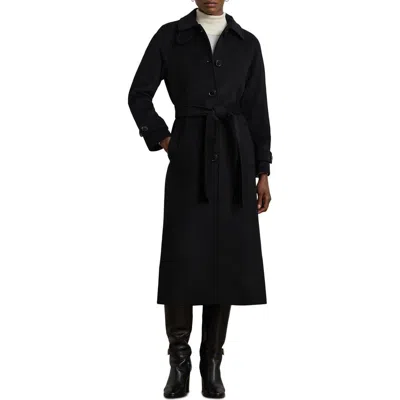 Ralph Lauren Lauren  Wool Blend Trench Coat In Black