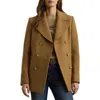 Ralph Lauren Lauren  Wool Blend Twill Peacoat In Brown