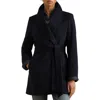 Ralph Lauren Lauren  Wool Blend Wrap Coat In Blue