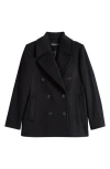 Ralph Lauren Lauren  Wool Double Breasted Jacket In Black