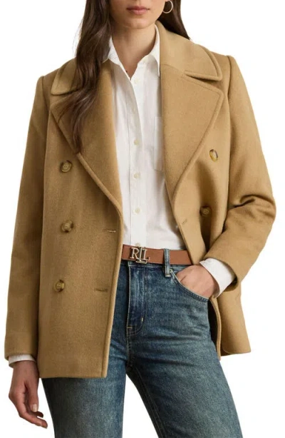 Ralph Lauren Lauren  Wool Double Breasted Jacket In Brown
