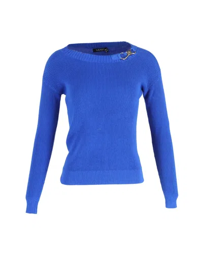 Ralph Lauren Lauren  Yaminah Long Sleeve Knit Jumper In Blue Cotton