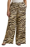 Ralph Lauren Lauren  Zebra Print Linen Wide Leg Pants
