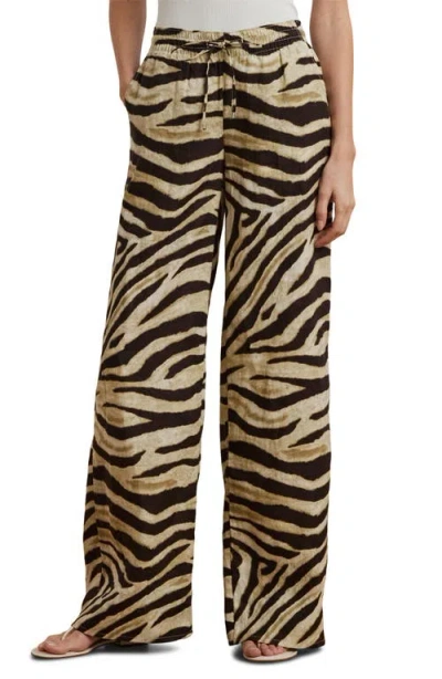 RALPH LAUREN LAUREN RALPH LAUREN ZEBRA PRINT LINEN WIDE LEG PANTS