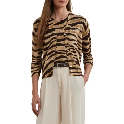Ralph Lauren Lauren  Zebra Stripe Linen & Cotton Cardigan