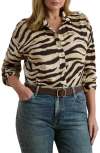 Ralph Lauren Plus Size Relaxed-fit Zebra-print Linen Shirt
