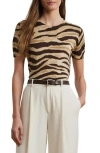 Ralph Lauren Lauren  Zebra Stripe Short Sleeve Linen & Cotton Sweater