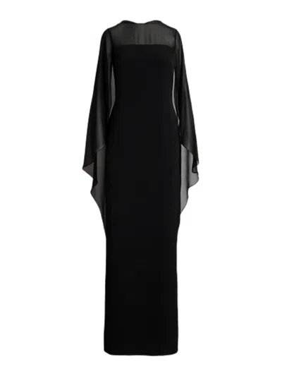 Ralph Lauren Lavati Short Sleeve Gown In Black