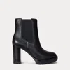 Ralph Lauren Layne Pebbled Leather Bootie In Black