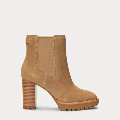 Ralph Lauren Layne Suede Bootie In Brown