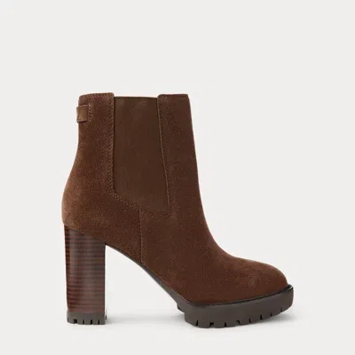 Ralph Lauren Layne Suede Bootie In Brown