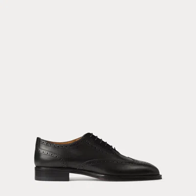 Ralph Lauren Layton 20 Mm Burnished Calfskin Oxford In Black